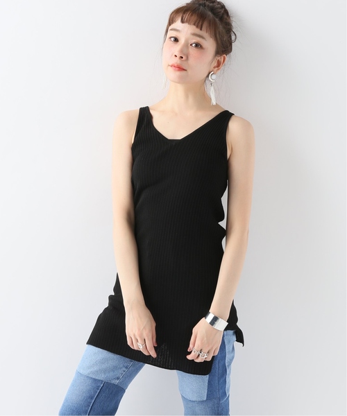 CITYSHOP(シティーショップ)の「リブタンク チュニック(ニット/セーター・レディース・ブラック/オレンジ/ベージュ・FREE)」の1枚目の写真