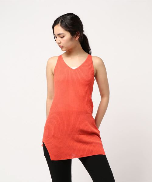 CITYSHOP(シティーショップ)の「リブタンク チュニック(ニット/セーター・レディース・ブラック/オレンジ/ベージュ・FREE)」の5枚目の写真