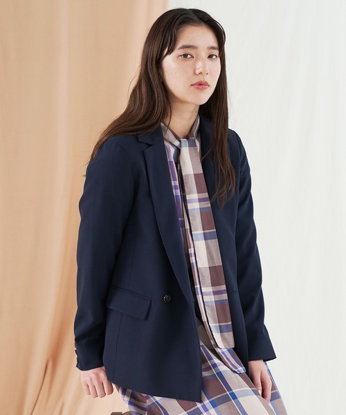 AG by aquagirl(エージーバイアクアガール)の「【Lサイズあり】ツイルダブルジャケット(テーラードジャケット)」|ネイビー
