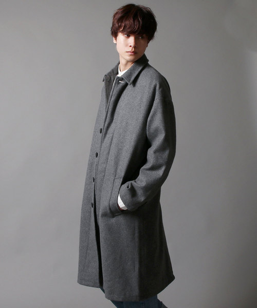 ASTRONOMY（アストロノミー）の「メルトンウールドロップショルダービッグステンカラーコート（ステンカラーコート・メンズ・ブラック/グレー/ブルー系その他/キャメル/ベージュ系その他/ネイビー/ブラウン/モカ/グレー系その他/チャコール・M/L/XL）」の3枚目の写真