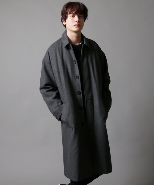 ASTRONOMY（アストロノミー）の「メルトンウールドロップショルダービッグステンカラーコート（ステンカラーコート・メンズ・ブラック/グレー/ブルー系その他/キャメル/ベージュ系その他/ネイビー/ブラウン/モカ/グレー系その他/チャコール・M/L/XL）」の5枚目の写真