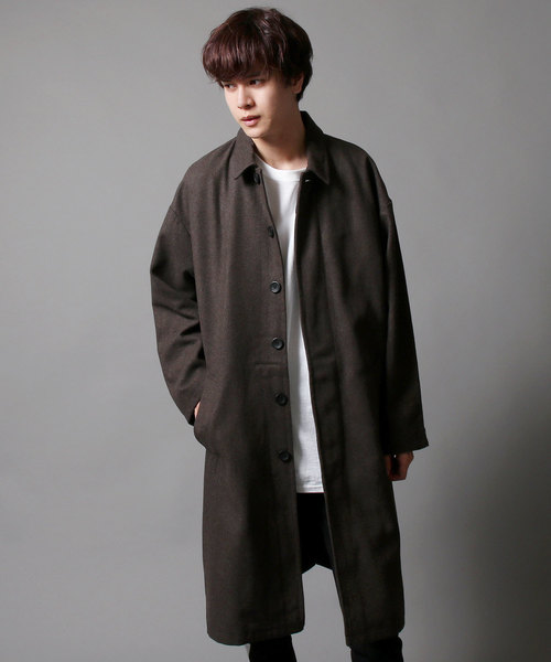 ASTRONOMY（アストロノミー）の「メルトンウールドロップショルダービッグステンカラーコート（ステンカラーコート・メンズ・ブラック/グレー/ブルー系その他/キャメル/ベージュ系その他/ネイビー/ブラウン/モカ/グレー系その他/チャコール・M/L/XL）」の7枚目の写真
