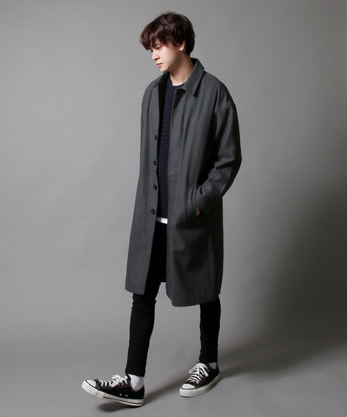 ASTRONOMY（アストロノミー）の「メルトンウールドロップショルダービッグステンカラーコート（ステンカラーコート・メンズ・ブラック/グレー/ブルー系その他/キャメル/ベージュ系その他/ネイビー/ブラウン/モカ/グレー系その他/チャコール・M/L/XL）」の17枚目の写真