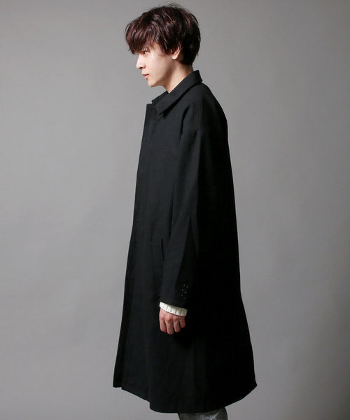 ASTRONOMY（アストロノミー）の「メルトンウールドロップショルダービッグステンカラーコート（ステンカラーコート・メンズ・ブラック/グレー/ブルー系その他/キャメル/ベージュ系その他/ネイビー/ブラウン/モカ/グレー系その他/チャコール・M/L/XL）」の18枚目の写真