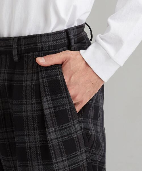 green label relaxing（グリーンレーベルリラクシング）の「CM キャバリーツイルチェック 2プリーツ ワイドテーパード 9分丈パンツ（その他パンツ・メンズ・ブラック/ダークブラウン・SMALL/X-LARGE/LARGE/MEDIUM）」の17枚目の写真