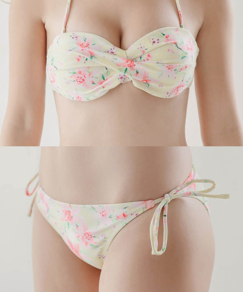 【新品】花柄レースビキニ水着 セール】レースフリル×花柄ビキニ 水着2点セット（水着）｜Lace