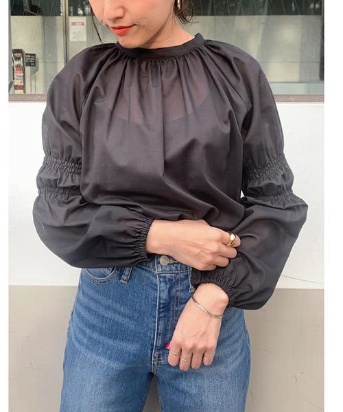 EMMEL REFINES(エメルリファインズ)の「〔ハンドウォッシャブル〕SMF HW 2WAY TC ギャザーブラウス(シャツ/ブラウス・レディース・ライラック/ベージュ/シャーベット/ブラック・FREE)」の6枚目の写真