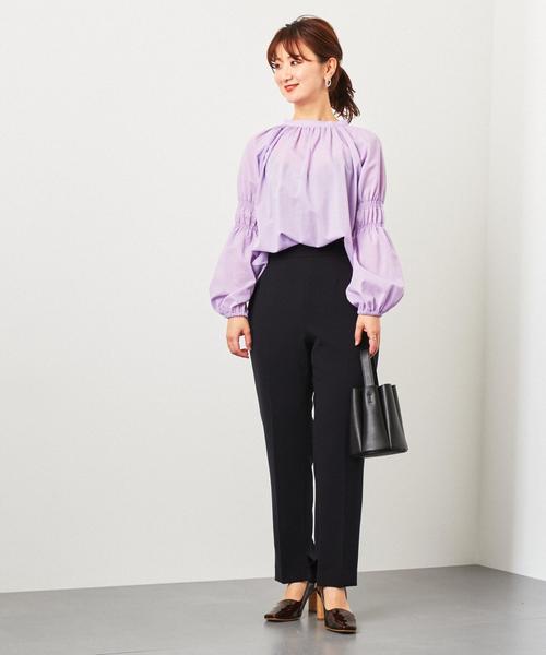 EMMEL REFINES(エメルリファインズ)の「〔ハンドウォッシャブル〕SMF HW 2WAY TC ギャザーブラウス(シャツ/ブラウス・レディース・ライラック/ベージュ/シャーベット/ブラック・FREE)」の18枚目の写真