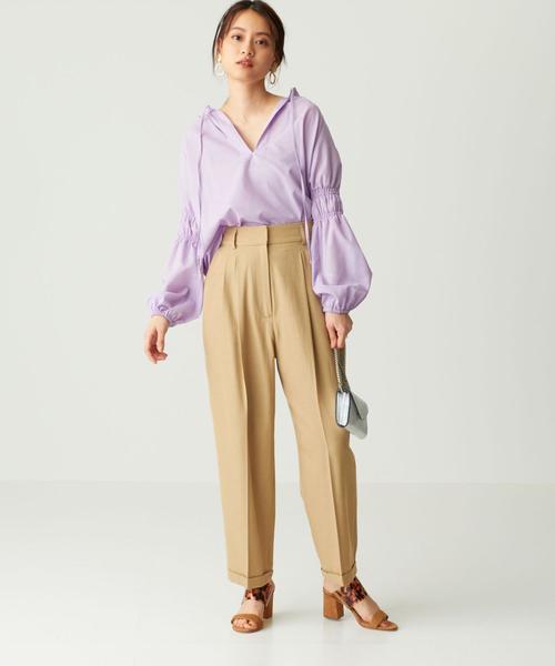 EMMEL REFINES(エメルリファインズ)の「〔ハンドウォッシャブル〕SMF HW 2WAY TC ギャザーブラウス(シャツ/ブラウス・レディース・ライラック/ベージュ/シャーベット/ブラック・FREE)」の22枚目の写真