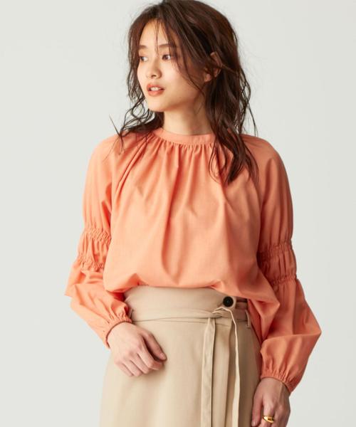 EMMEL REFINES(エメルリファインズ)の「〔ハンドウォッシャブル〕SMF HW 2WAY TC ギャザーブラウス(シャツ/ブラウス・レディース・ライラック/ベージュ/シャーベット/ブラック・FREE)」の8枚目の写真