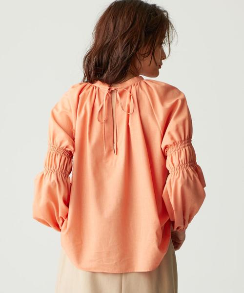 EMMEL REFINES(エメルリファインズ)の「〔ハンドウォッシャブル〕SMF HW 2WAY TC ギャザーブラウス(シャツ/ブラウス・レディース・ライラック/ベージュ/シャーベット/ブラック・FREE)」の9枚目の写真