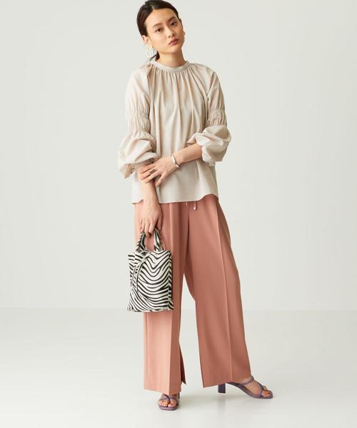 EMMEL REFINES(エメルリファインズ)の「〔ハンドウォッシャブル〕SMF HW 2WAY TC ギャザーブラウス(シャツ/ブラウス・レディース・ライラック/ベージュ/シャーベット/ブラック・FREE)」の11枚目の写真