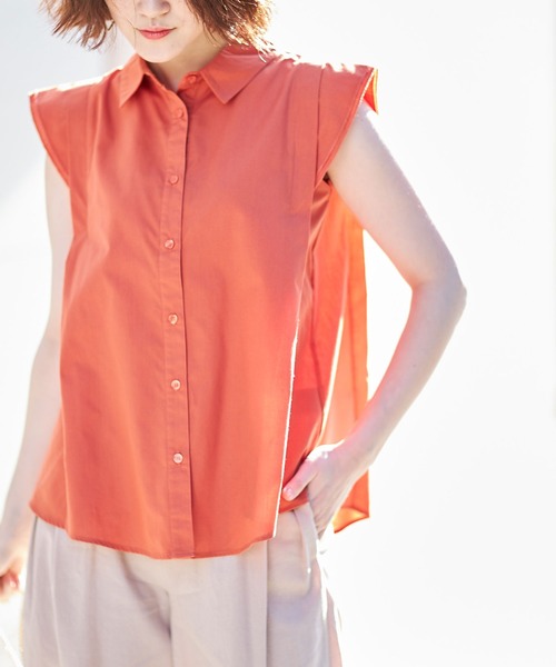 &. NOSTALGIA(アンドドットノスタルジア)の「フレンチスリーブシャツブラウス(シャツ/ブラウス・レディース・ベージュ/オレンジ/グレー系その他・FREE)」の3枚目の写真