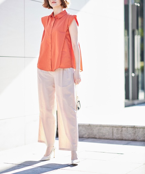 &. NOSTALGIA(アンドドットノスタルジア)の「フレンチスリーブシャツブラウス(シャツ/ブラウス・レディース・ベージュ/オレンジ/グレー系その他・FREE)」の19枚目の写真