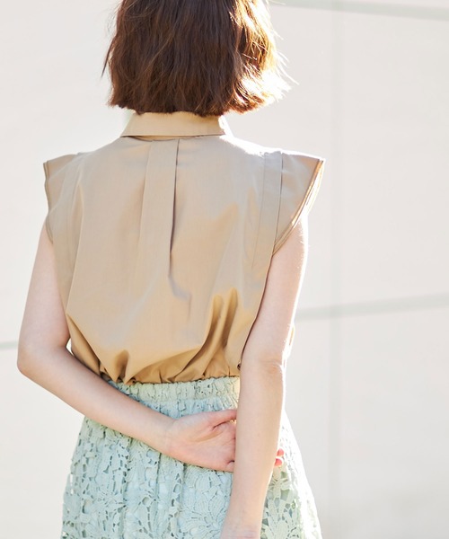 &. NOSTALGIA(アンドドットノスタルジア)の「フレンチスリーブシャツブラウス(シャツ/ブラウス・レディース・ベージュ/オレンジ/グレー系その他・FREE)」の5枚目の写真