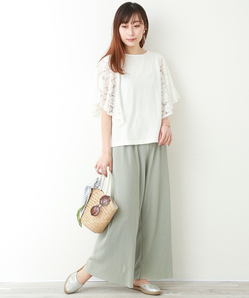 CHARM BERRY TIC(チャームベリーチック)の「クリスタルプリーツスムース ストレートパンツ(その他パンツ・レディース・ミント/ベージュ/モカ/ラベンダー/ブラック・M/L)」の10枚目の写真