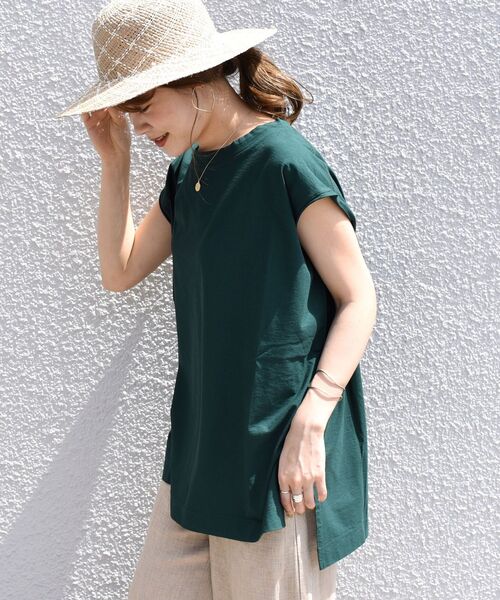 SHIPS（シップス）の「【WEB限定】クールタッチノースリーブビッグTEE◇（Tシャツ/カットソー・レディース・チャコールグレー/オフホワイト/イエロー/グリーン/ブラウン系その他/ホワイト/オリーブ・ONE SIZE）」の11枚目の写真