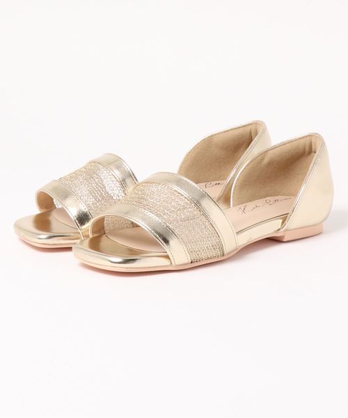 KOBE LETTUCE（コウベレタス）の「メッシュコンビフラットサンダル（サンダル・レディース・ブラック/ゴールド/ライトベージュ/ホワイト/シルバー/オレンジ・S/L/M/LL）」の11枚目の写真