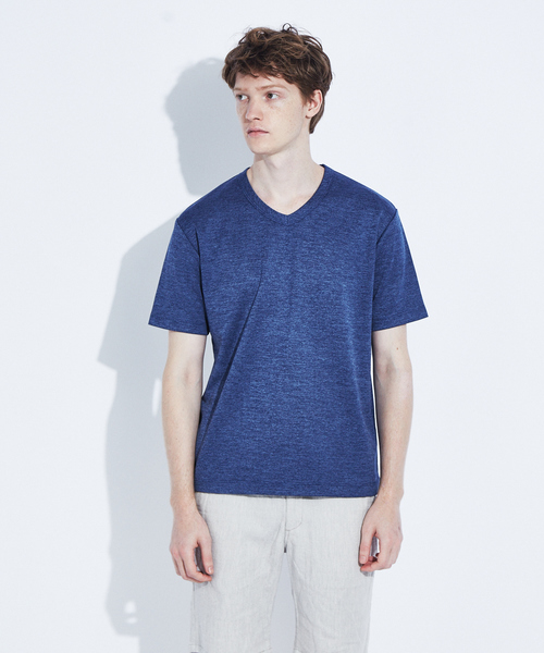 RECENCY OF MINE（リーセンシー オブ マイン）の「【Recency of Mine】抗菌防臭シルケットVネック　半袖Tシャツ（Tシャツ/カットソー・メンズ・アイボリー/ブルー/カーキ/ライトグレー・48/44/46/50）」の4枚目の写真