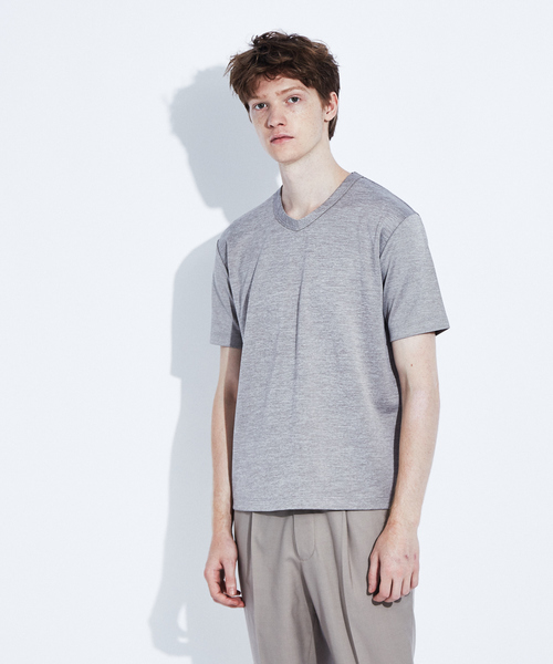 RECENCY OF MINE（リーセンシー オブ マイン）の「【Recency of Mine】抗菌防臭シルケットVネック　半袖Tシャツ（Tシャツ/カットソー・メンズ・アイボリー/ブルー/カーキ/ライトグレー・48/44/46/50）」の3枚目の写真