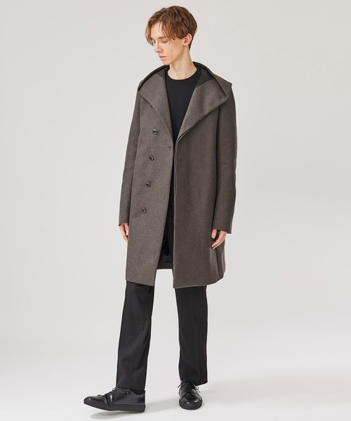 STUDIOUS別注 カシミア混二重織りメルトンフードコート