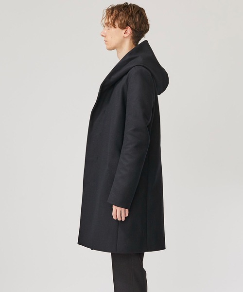 STUDIOUS別注 カシミア混二重織りメルトンフードコート