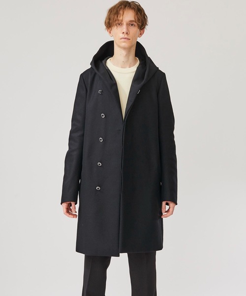 STUDIOUS別注 カシミア混二重織りメルトンフードコート