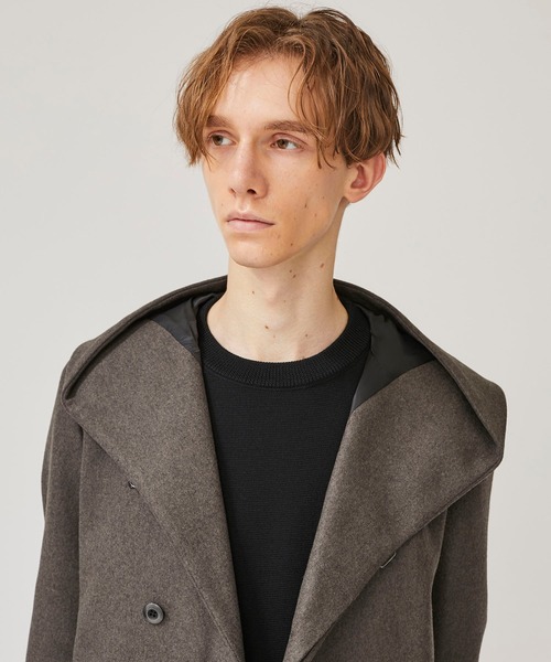 STUDIOUS別注 カシミア混二重織りメルトンフードコート