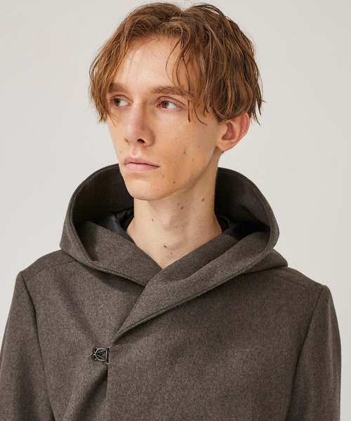 STUDIOUS別注 カシミア混二重織りメルトンフードコート