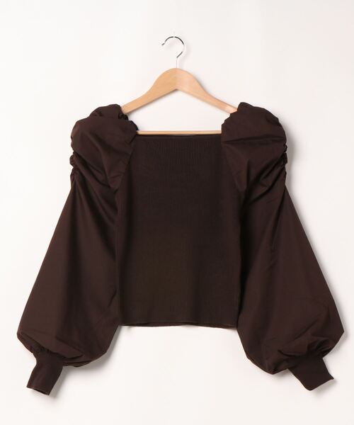 archives(アルシーヴ)の「ボリュームスリーブリブニットプルオーバー(ニット/セーター・レディース・ブルー/ベージュ/ブラウン/オフホワイト/パープル・MEDIUM)」の4枚目の写真