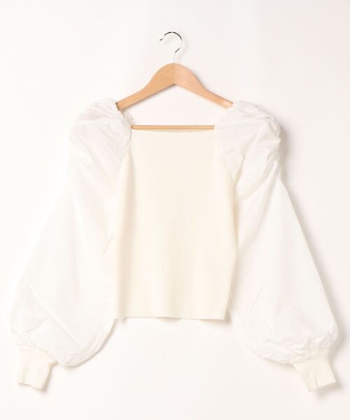 archives(アルシーヴ)の「ボリュームスリーブリブニットプルオーバー(ニット/セーター・レディース・ブルー/ベージュ/ブラウン/オフホワイト/パープル・MEDIUM)」の3枚目の写真