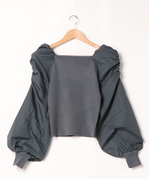 archives(アルシーヴ)の「ボリュームスリーブリブニットプルオーバー(ニット/セーター・レディース・ブルー/ベージュ/ブラウン/オフホワイト/パープル・MEDIUM)」の5枚目の写真