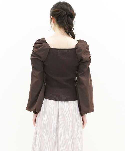 archives(アルシーヴ)の「ボリュームスリーブリブニットプルオーバー(ニット/セーター・レディース・ブルー/ベージュ/ブラウン/オフホワイト/パープル・MEDIUM)」の10枚目の写真