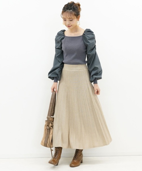 archives(アルシーヴ)の「ボリュームスリーブリブニットプルオーバー(ニット/セーター・レディース・ブルー/ベージュ/ブラウン/オフホワイト/パープル・MEDIUM)」の19枚目の写真