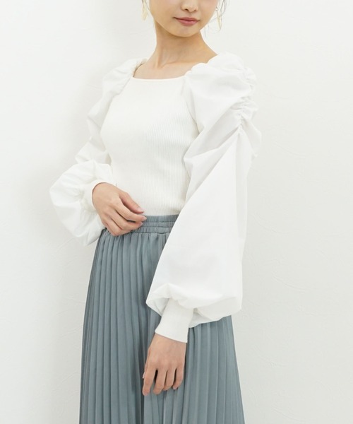 archives(アルシーヴ)の「ボリュームスリーブリブニットプルオーバー(ニット/セーター・レディース・ブルー/ベージュ/ブラウン/オフホワイト/パープル・MEDIUM)」の22枚目の写真