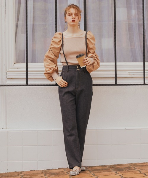 archives(アルシーヴ)の「ボリュームスリーブリブニットプルオーバー(ニット/セーター・レディース・ブルー/ベージュ/ブラウン/オフホワイト/パープル・MEDIUM)」の16枚目の写真