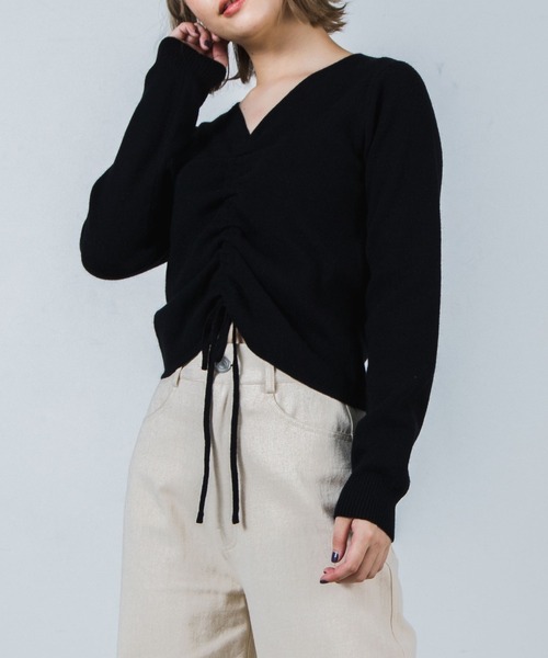 WEGO（ウィゴー）の「WEGO/フロントドロストニット（ニット/セーター・レディース・ブラック/パープル/ブラウン/アイボリー・FREE）」の3枚目の写真