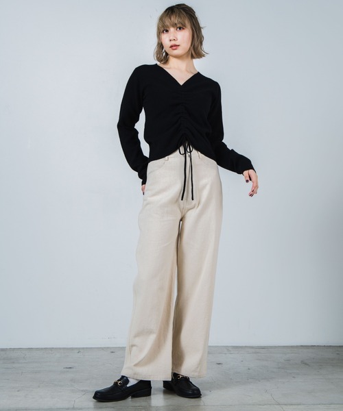 WEGO（ウィゴー）の「WEGO/フロントドロストニット（ニット/セーター・レディース・ブラック/パープル/ブラウン/アイボリー・FREE）」の8枚目の写真