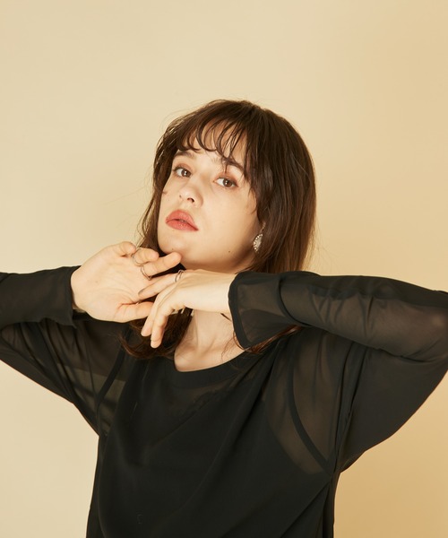 LA BELLE ETUDE(ラベルエチュード)の「シースルーコクーンスリーブトップス(シャツ/ブラウス・レディース・ブラック/カーキ/ピンク/グレー系その他・FREE)」の6枚目の写真