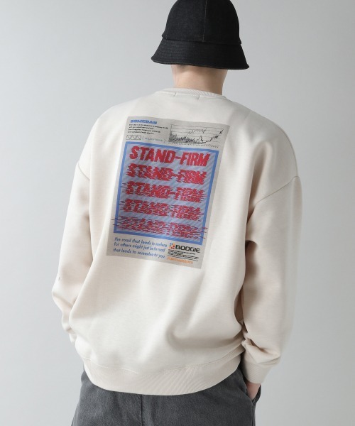 RAGEBLUE（レイジブルー）の「ダンボールプリントクルー/928347（スウェット・メンズ・オフホワイト/ブラック/ベージュ/ライトブルー/ピンク・MEDIUM/LARGE）」の2枚目の写真