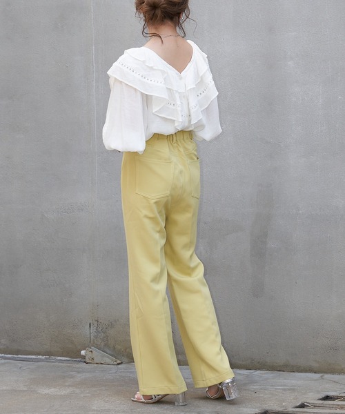 Chico（チコ）の「ハイウエストスラックスパンツ（スラックス・レディース・ホワイト/ライム/ブラック/サーモンピンク・FREE）」の15枚目の写真