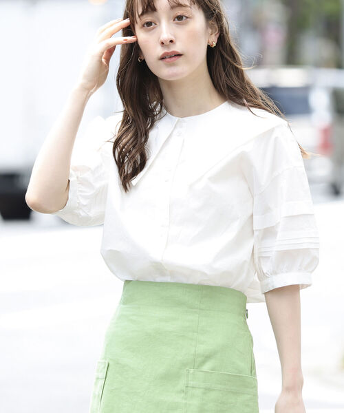 Ray BEAMS（レイビームス）の「Ray BEAMS / ビッグ カラー タック スリーブ ブラウス（シャツ/ブラウス・レディース・ホワイト/ブラック・ONE SIZE）」の7枚目の写真