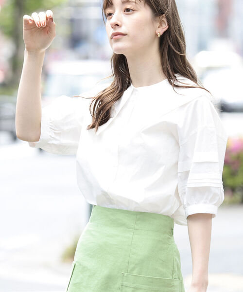 Ray BEAMS（レイビームス）の「Ray BEAMS / ビッグ カラー タック スリーブ ブラウス（シャツ/ブラウス・レディース・ホワイト/ブラック・ONE SIZE）」の10枚目の写真