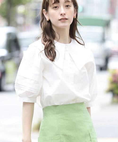 Ray BEAMS（レイビームス）の「Ray BEAMS / ビッグ カラー タック スリーブ ブラウス（シャツ/ブラウス・レディース・ホワイト/ブラック・ONE SIZE）」の11枚目の写真