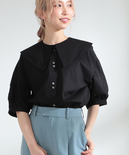 Ray BEAMS（レイビームス）の「Ray BEAMS / ビッグ カラー タック スリーブ ブラウス（シャツ/ブラウス・レディース・ホワイト/ブラック・ONE SIZE）」の20枚目の写真