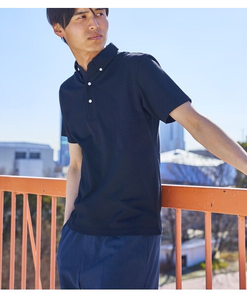 CROSSPLUS ONLINE（クロスプラスオンライン）の「【bizcos】ﾋﾞｽﾞｺｽ ボタンダウンカノコポロシャツ / スマートフィット（ポロシャツ・メンズ・サックスブルー/ネイビー/ブラック/ホワイト・L2/M3/M2/L3/LL3/LL4）」の16枚目の写真
