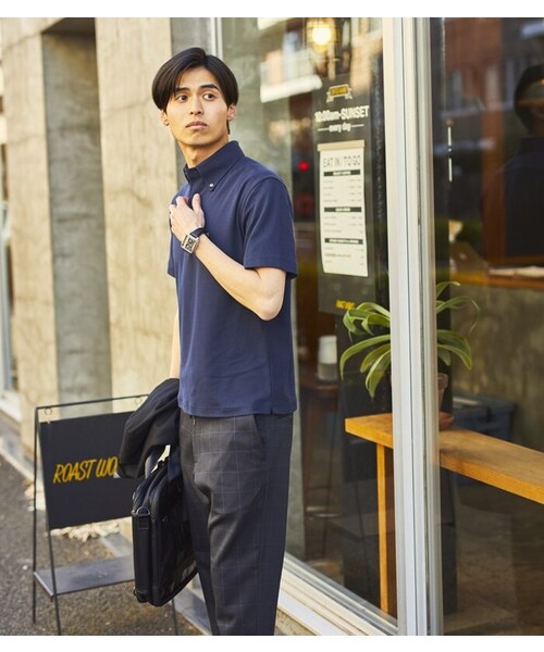 CROSSPLUS ONLINE（クロスプラスオンライン）の「【bizcos】ﾋﾞｽﾞｺｽ ボタンダウンカノコポロシャツ / スマートフィット（ポロシャツ・メンズ・サックスブルー/ネイビー/ブラック/ホワイト・L2/M3/M2/L3/LL3/LL4）」の17枚目の写真