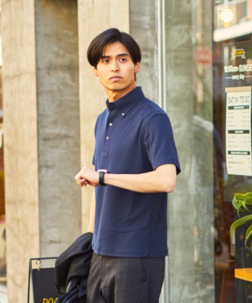 CROSSPLUS ONLINE（クロスプラスオンライン）の「【bizcos】ﾋﾞｽﾞｺｽ ボタンダウンカノコポロシャツ / スマートフィット（ポロシャツ・メンズ・サックスブルー/ネイビー/ブラック/ホワイト・L2/M3/M2/L3/LL3/LL4）」の4枚目の写真