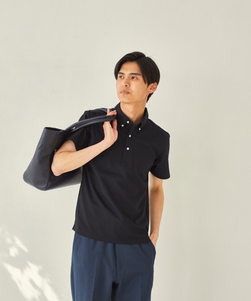 CROSSPLUS ONLINE（クロスプラスオンライン）の「【bizcos】ﾋﾞｽﾞｺｽ ボタンダウンカノコポロシャツ / スマートフィット（ポロシャツ・メンズ・サックスブルー/ネイビー/ブラック/ホワイト・L2/M3/M2/L3/LL3/LL4）」の3枚目の写真