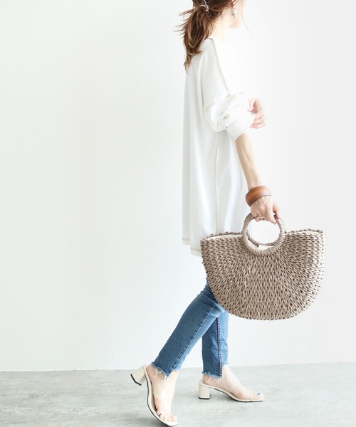 reca（レカ）の「雑材バッグ ハーフムーントート（ハンドバッグ・レディース・ブラック/ベージュ/グレイッシュベージュ・ONE SIZE）」の18枚目の写真